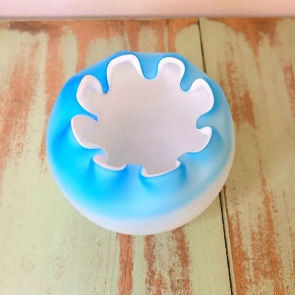 Fenton Blue Satin Glass Crimmped Ruffle Edge MCM Art Glass Bowl